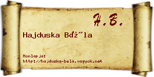 Hajduska Béla névjegykártya